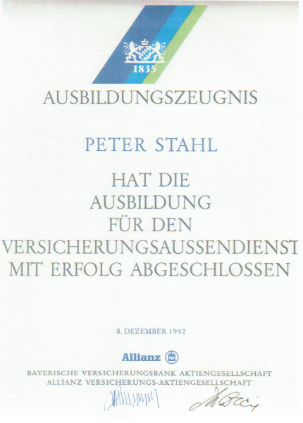 01 Allianz Ausbildungszeugnis 1992